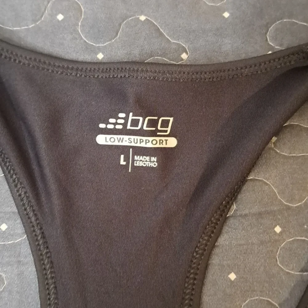 bcg gray low support sports bra size large